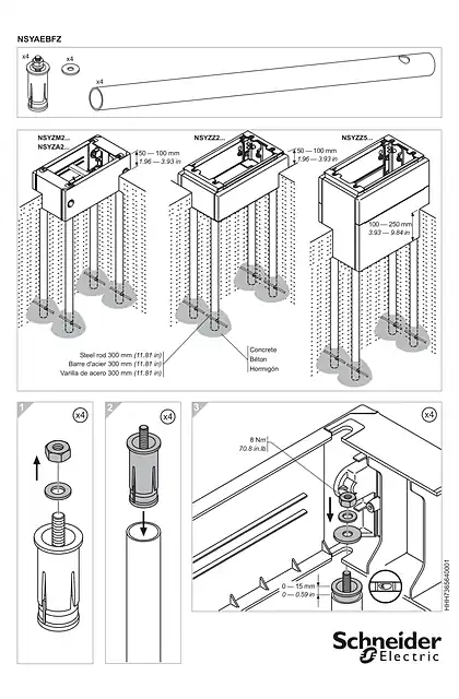 schneider施耐德PanelSeT PLA PLM - feets for PLM_PLA plinth NSYAEBFZ - Instruction sheet
